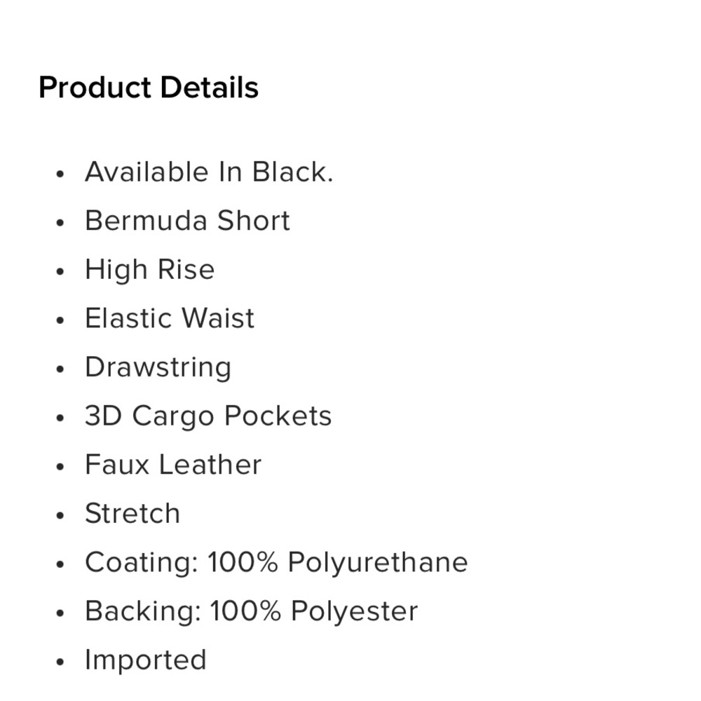 Fashion Nova Black Faux Leather Cargo Bermuda Shorts - Picture 4 of 5